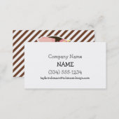 Pink & Yellow Fantasy Unicorn; Brown White Stripes Business Card (Front/Back)