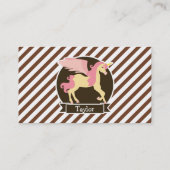 Pink & Yellow Fantasy Unicorn; Brown White Stripes Business Card (Back)
