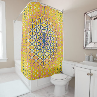 Pink Yellow Floral Abstract Shower Curtain