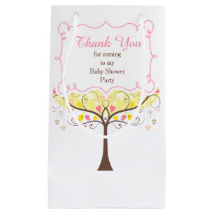 Pink & Yellow Floral Bird Baby Shower Thank You Small Gift Bag