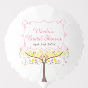 Pink & Yellow Floral Bird Bridal Shower Balloon