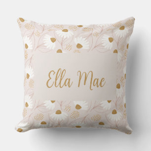 Pink Yellow Floral Daisies Spring  Throw Pillow