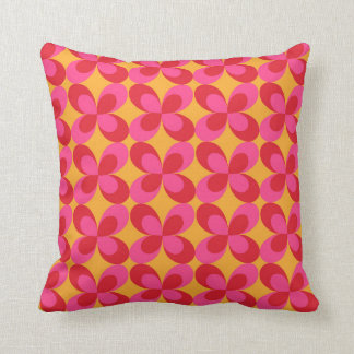Pink yellow floral geometric throw pillow