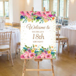 Pink Yellow Floral Gold Glitter 18th Birthday Foam Board<br><div class="desc">Elegant and colorful pink,  blue,  and yellow watercolor floral with gold glitter 18th birthday party foam core easel sign for women. Customize your text for anyone of any age. Contact the designer for help with customization or to request matching or coordinating products.</div>