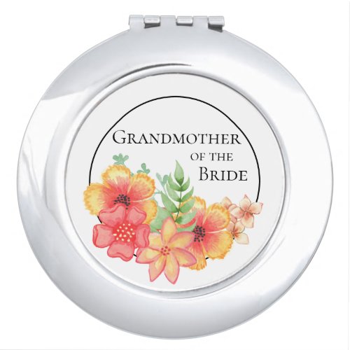 Pink Yellow Floral Grandmother of Bride Compact Mirror