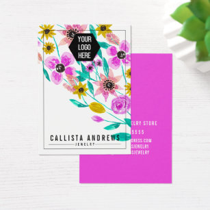 Pink Yellow Floral Keychain Logo Display