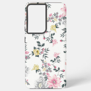 Pink Yellow Floral Pattern Samsung Galaxy S21+ Case