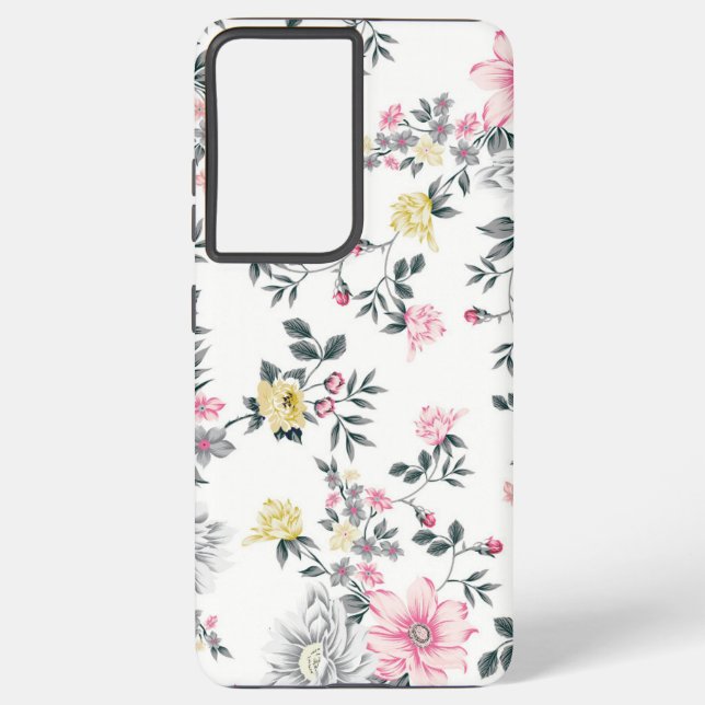 Pink Yellow Floral Pattern Samsung Galaxy Case (Back)