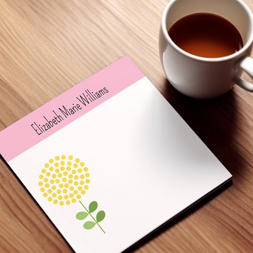 Pink Yellow Floral Personalized Post_it Notes