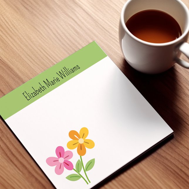 Pink Yellow Floral Personalized Post-it Notes (Creator Uploaded)