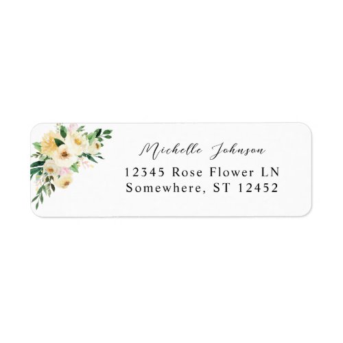 Pink  Yellow Floral Return Address Label 2