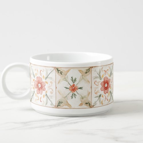 Pink Yellow Floral Squares Bowl