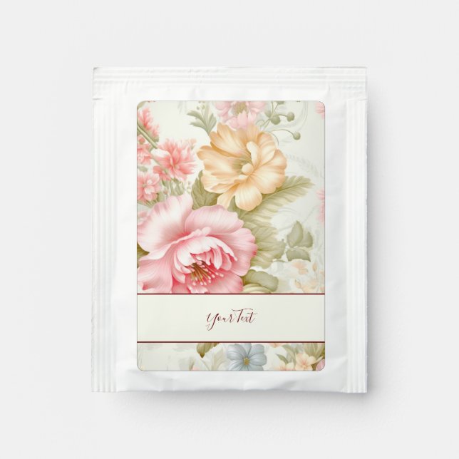 Pink Yellow Floral Tea Bag Drink Mix (Front)