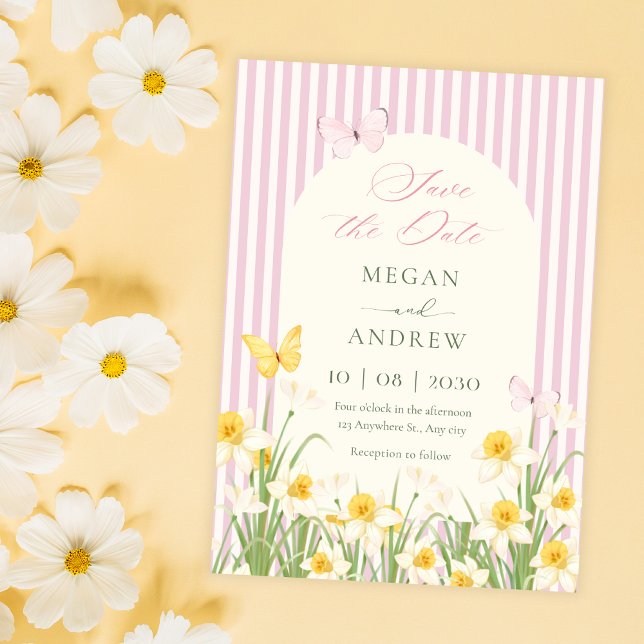 Pink yellow floral wedding  save the date (Creator Uploaded)
