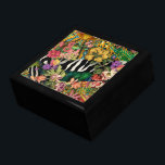 Pink Yellow Floral Zebra Indian Print Pattern Gift Box<br><div class="desc">Pretty pink daisies,  bright yellow freesias,  and dark green palm leaves decorate a wide diagonal band of black and white zebra print and a yellow and turquoise Indian print. The result is a tropical floral collage that will add a dramatic pop of color.</div>