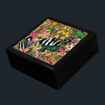 Pink Yellow Floral Zebra Indian Print Pattern Gift Box<br><div class="desc">Pretty pink daisies,  bright yellow freesias,  and dark green palm leaves decorate a wide diagonal band of black and white zebra print and a yellow and turquoise Indian print. The result is a tropical floral collage that will add a dramatic pop of color.</div>