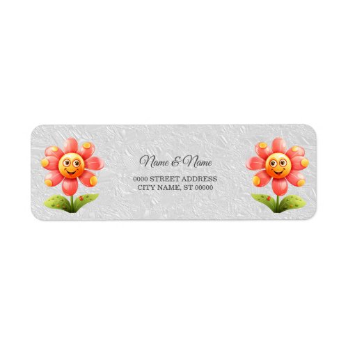 Pink Yellow Flower Return Address Label