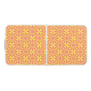 Pink Yellow Flower Seamless Pattern Beer Pong Table