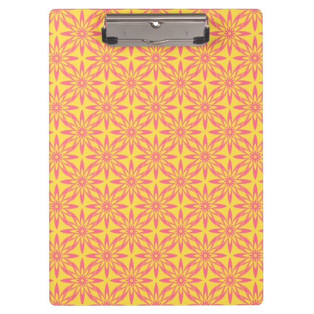 Pink Yellow Flower Seamless Pattern Clipboard (Front)