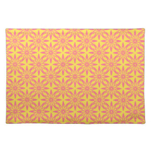 Pink Yellow Flower Seamless Pattern Cloth Placemat