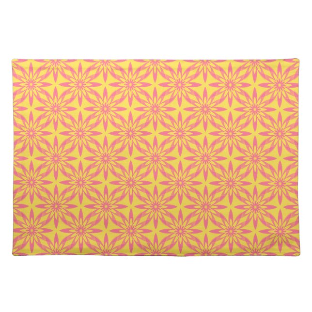 Pink Yellow Flower Seamless Pattern Cloth Placemat (Front)