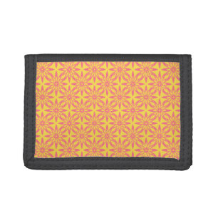 Pink Yellow Flower Seamless Pattern Trifold Wallet