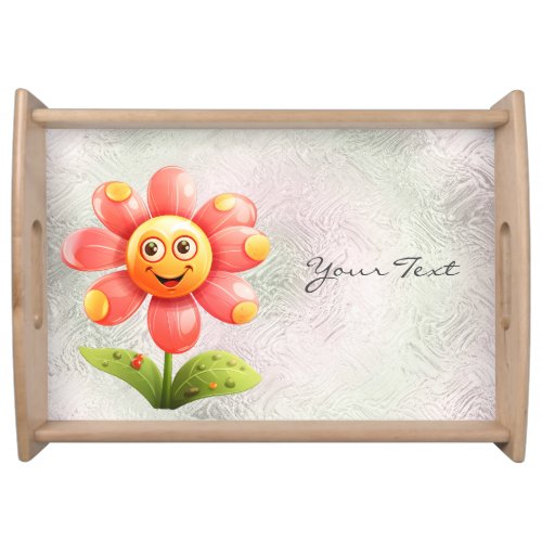 Pink Yellow Flower Serving Tray
