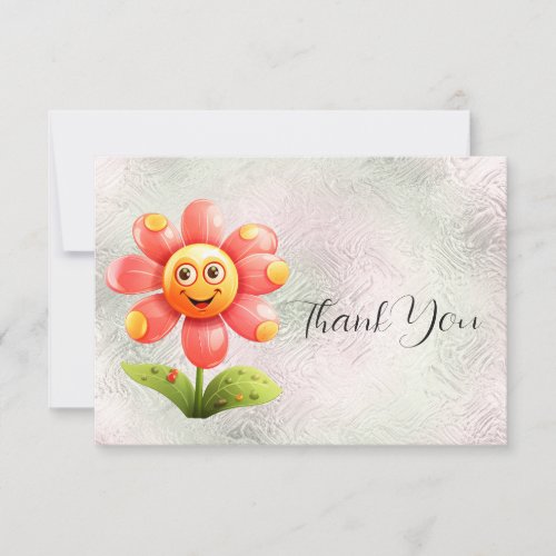 Pink Yellow Flower Thank You Card