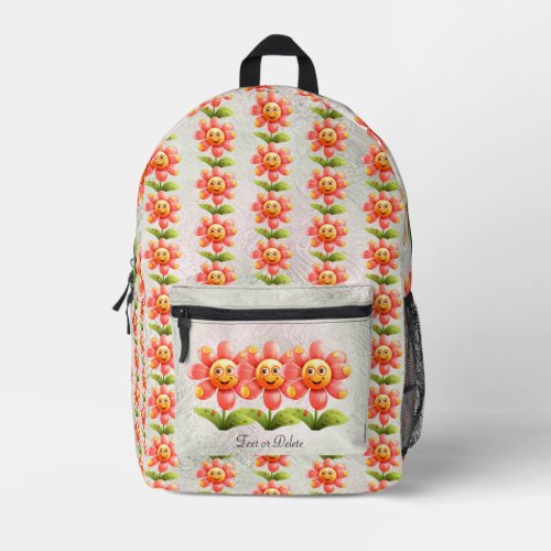 Pink Yellow Flowers Backpack Cut Sew Bag