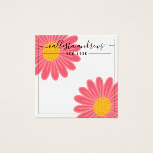 Pink Yellow Flowers Cursive Earring Display Card