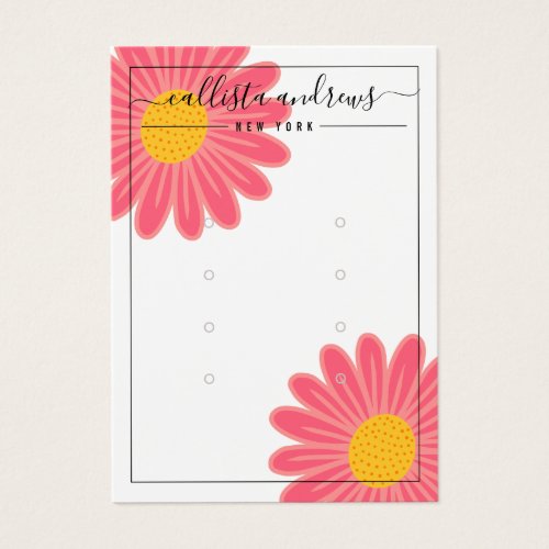 Pink Yellow Flowers Multiple Earring Display Card