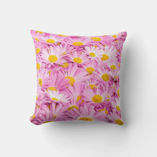 Pink Yellow Flowers Seamless Background Throw Pillow