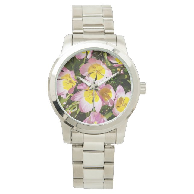 Pink & Yellow Flowers Watch (Front)