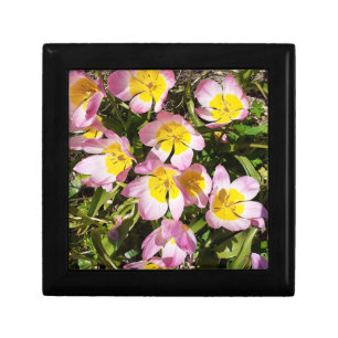 Pink & Yellow Flowers Wooden Jewelry Box