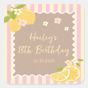 Pink & Yellow Freshly Lemon Birthday Sticker