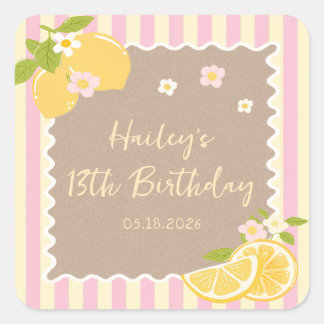 Pink & Yellow Freshly Lemon Birthday Sticker