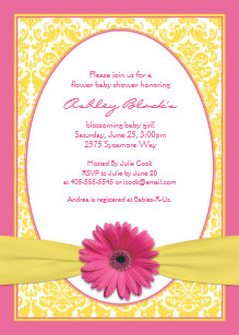 Pink Gerbera Daisy Baby Shower Invitations Zazzle Pink Yellow Gerbera Daisy Baby Shower Invitation