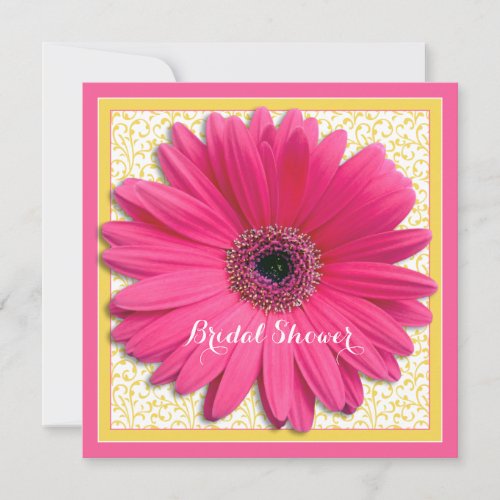 Pink Yellow Gerbera Daisy Bridal Shower Invitation