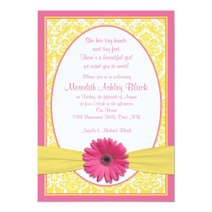 shower sip see n baby Shower Yellow Baby Zazzle See Gerbera Sip  Pink Card  Daisy N