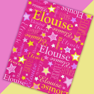 Pink yellow girls name Elouise stars pattern Fleece Blanket