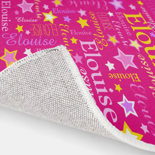 Pink yellow girls name Elouise stars pattern Rug