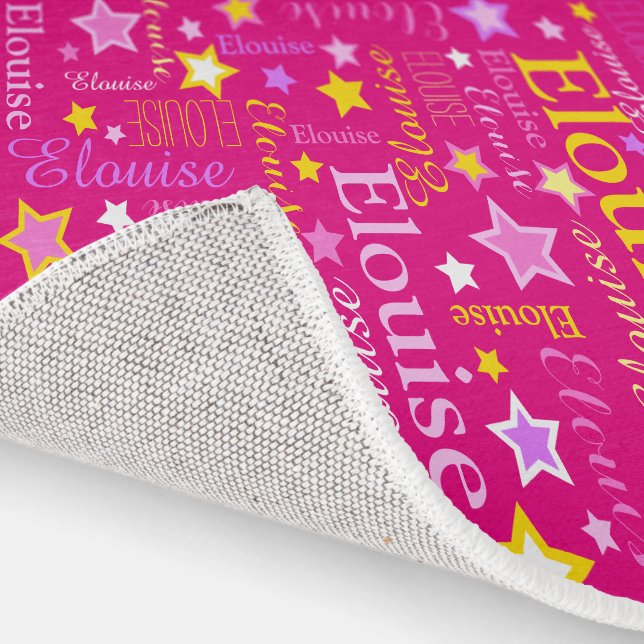 Pink yellow girls name Elouise stars pattern Rug (Indoor)