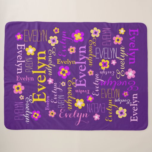 Pink yellow girls name Evelyn flower blanket Cute | Zazzle