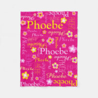 Pink yellow girls name flower graphic blanket