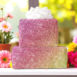 Pink Yellow Glitter Colorful Rainbow Wrapping Paper