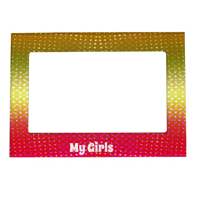 Pink Yellow Glitter Magnetic Frame (Front)