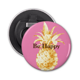 Pink Yellow Gold Pineapple Confetti Bottle Opener