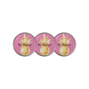 Pink Yellow Gold Pineapple Confetti Golf Ball Marker