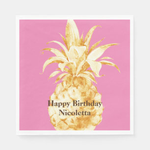 Pink Yellow Gold Pineapple Confetti Napkins