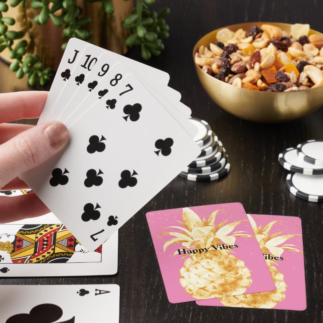 Pink Yellow Gold Pineapple Poker Cards (In Situ)